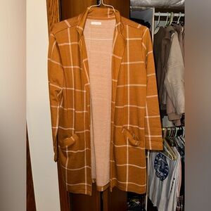 Long Plaid Plaid Blazer